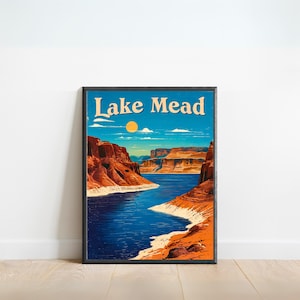 Lake Mead Vintage Travel Poster - Lake Mead print, Arizona Wall Art, Framed present, Gift Nevada Present