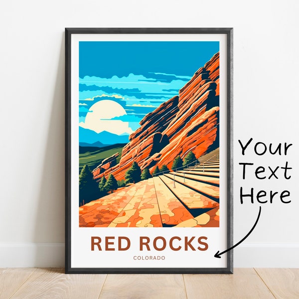 Personalized Red Rocks Amphitheatre Travel Print - Red Rocks Amphitheatre poster, Colorado Wall Art, Framed present, Gift Colorado Present