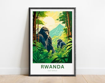 Rwanda Wall Art Print: Minimalist Lake Landscape