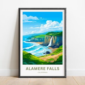 Alamere Falls Travel Print - Alamere Falls poster, California Wall Art, Framed present, Gift California Present