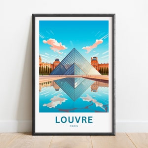 Louvre Travel Print - Louvre Poster, Frankreich Wandkunst, gerahmtes Geschenk, Geschenk Frankreich