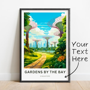 Personalized Gardens by the Bay Travel Print - Gardens by the Bay Sands poster, Singapore Wall Art, Framed present, Gift Singapore Present
