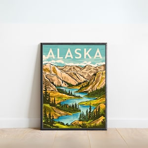 Alaska Vintage Travel Poster, Alaska print, USA Wall Art, Framed present, Gift United States Present