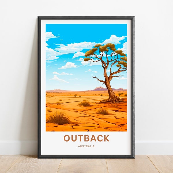 Outback Travel Print - Outback Travel poster, Australia Wall Art, Wall Decor, Gift Australia Present, Custom Text