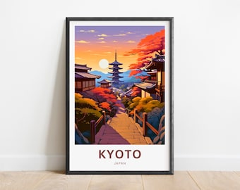 Kyoto-reisafdruk - Kyoto-poster, Japanse muurkunst, ingelijst cadeau, cadeau Japan cadeau