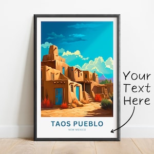 Personalized Toas Pueblo Travel Print - Toas Pueblo poster, New Mexico Wall Art, Framed present, Gift New Mexico Present