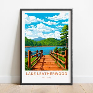 Lake Leatherwood Travel Print- Lake Leatherwood poster, Arkansas Wall Art, Framed present, Gift Arkansas, Custom text