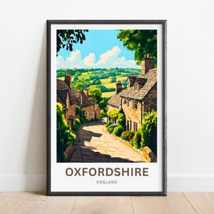 Oxfordshire Travel Print - Oxfordshire poster, England Wall Art, Framed present, Gift England Present