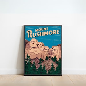 Mount Rushmore Vintage Travel Poster - Mount Rushmore Print, South Dakota Wall Art, Framed present, Gift South Dakota Present