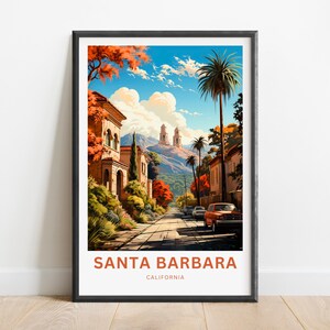 Santa Barbara Travel Print - Santa Barbara poster, California Wall Art, Framed present, Gift California Present