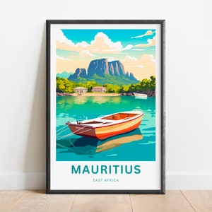 Mauritius Travel Print - Mauritius poster, Africa Wall Art, Framed present, Gift Africa Present