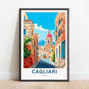 Cagliari Travel Print - Cagliari poster, Italy Wall Art, Framed present, Gift Italy Present
