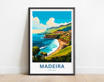 Madeira Travel Print - Poster Madeira, Arte de parede de Portugal, Presente emoldurado, Presente Portugal Presente
