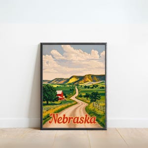 Nebraska Vintage Travel Poster - Nebraska Print, United States Wall Art, Framed, Gift US Present