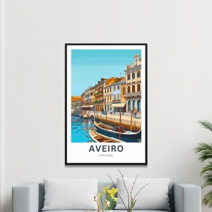 Personalized Aveiro Travel Print Aveiro poster, Venice of Portugal Wall Art, Framed present, Gift Portugal Present zdjęcie 6