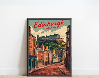 Edinburgh Vintage Travel Poster - Edinburgh print, Scotland Wall Art, Framed present, Gift Scotland Present