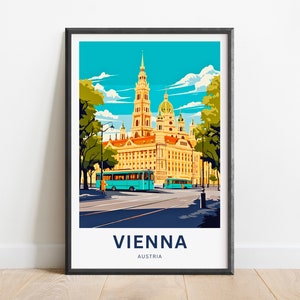 Impressão de viagem de Viena - pôster de Viena, arte de parede da Áustria, presente emoldurado, presente da Áustria