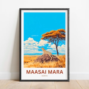 Maasai Mara Travel Print - Maasai Mara Poster, Kenya Wall Art, Framed present, Gift Kenya Present