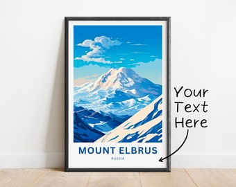 Personalized Mount Elbrus Travel Print - Mount Elbrus poster, Russia Wall Art, Framed present, Gift Russia Present