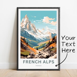 Personalized French Alps Travel Print - French Alps poster, France Wall Art, Framed present, Gift France Present