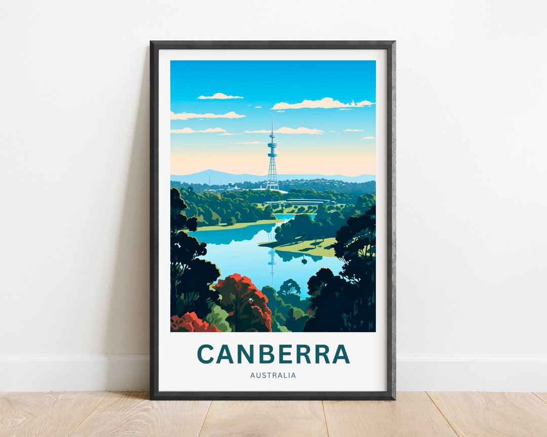 Canberra Travel Print - Canberra Poster, Australia Wall Art, Framed ...