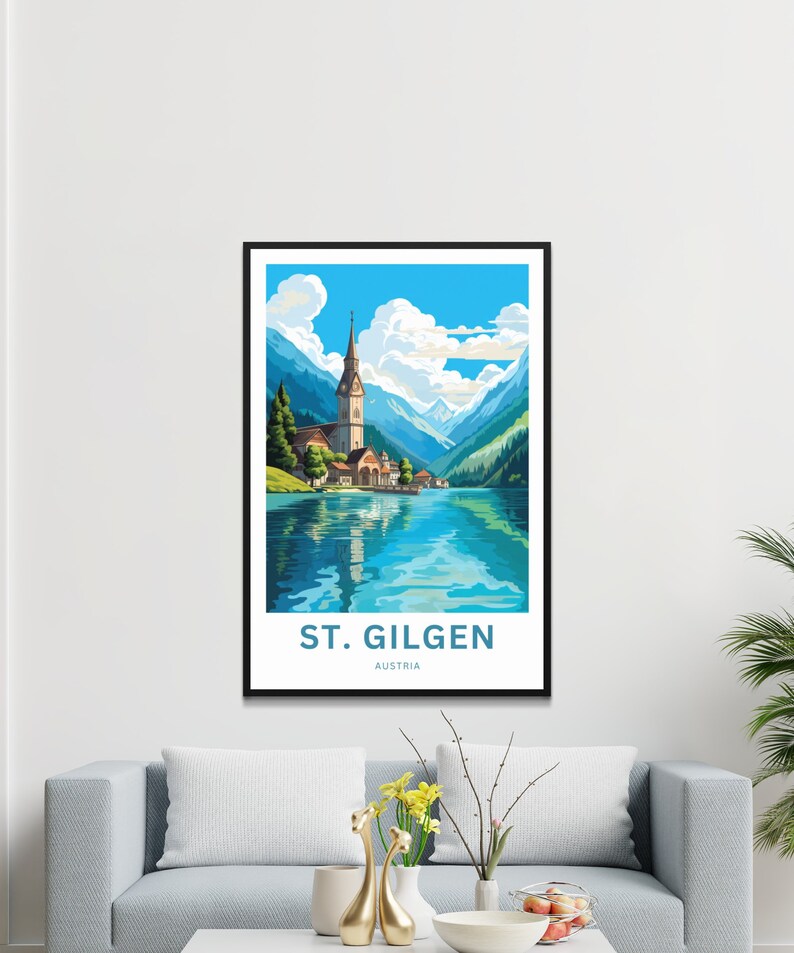 St. Gilgen Travel Print St. Gilgen poster, Austria Wall Art, Framed present, Gift Austria Present image 6