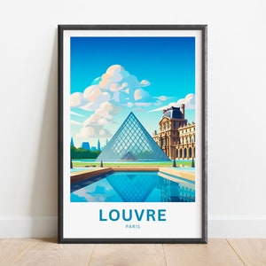 Louvre Travel Print - Louvre Poster, Frankreich Wandkunst, gerahmtes Geschenk, Geschenk Frankreich
