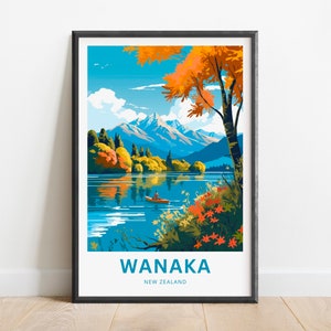 Wanaka Travel Print - Wanaka poster, New Zealand Wall Art, Framed present, Gift New Zealand Present