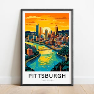 Pittsburgh Travel Print - Pittsburgh poster, Pennsylvania Wall Art, Framed present, Gift Pennsylvania Present
