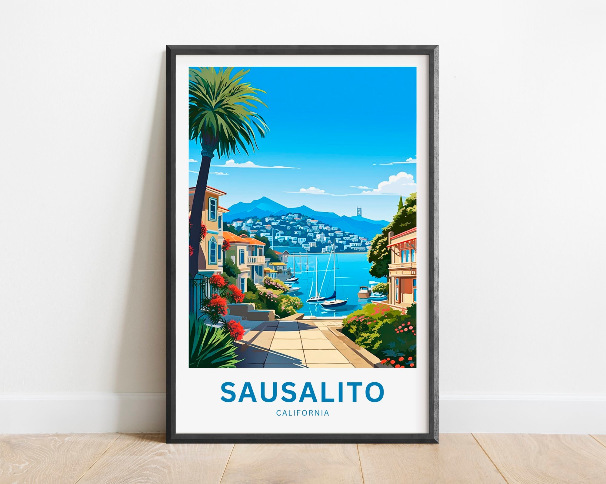 レスリー・セイヤ　サウサリート Sausalito Sausalito Travel Print - Sausalito Poster, California Wall Art