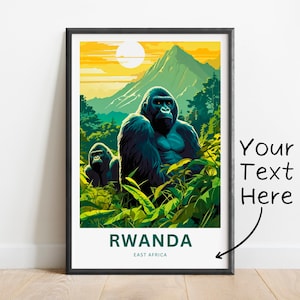 Personalized Rwanda Travel Print - Rwanda poster, East Africa Wall Art, Framed present, Gift United Africa Decor, Custom Text