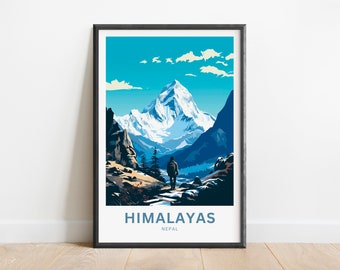 Himalayas Travel Print - Himalayas poster, Nepal Wall Art, Framed present, Gift Nepal Present