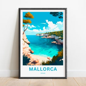 Mallorca Travel Print - Cartel de Mallorca, España Balearic Wall Art, Presente enmarcado, Regalo España Presente