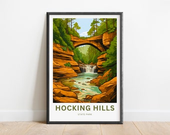 Hocking Hills Travel Print - Hocking Hills State Park poster, Florida Wall Art, United States Framed present, Gift Ohio Present