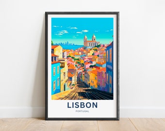 Impresión de viaje de Lisboa - Cartel de Lisboa, Arte de la pared de Portugal, Presente enmarcado, Regalo Portugal presente