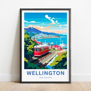 Wellington Travel Print - Wellington poster, Zealand Wall Art, Framed present, Gift Zealand Present