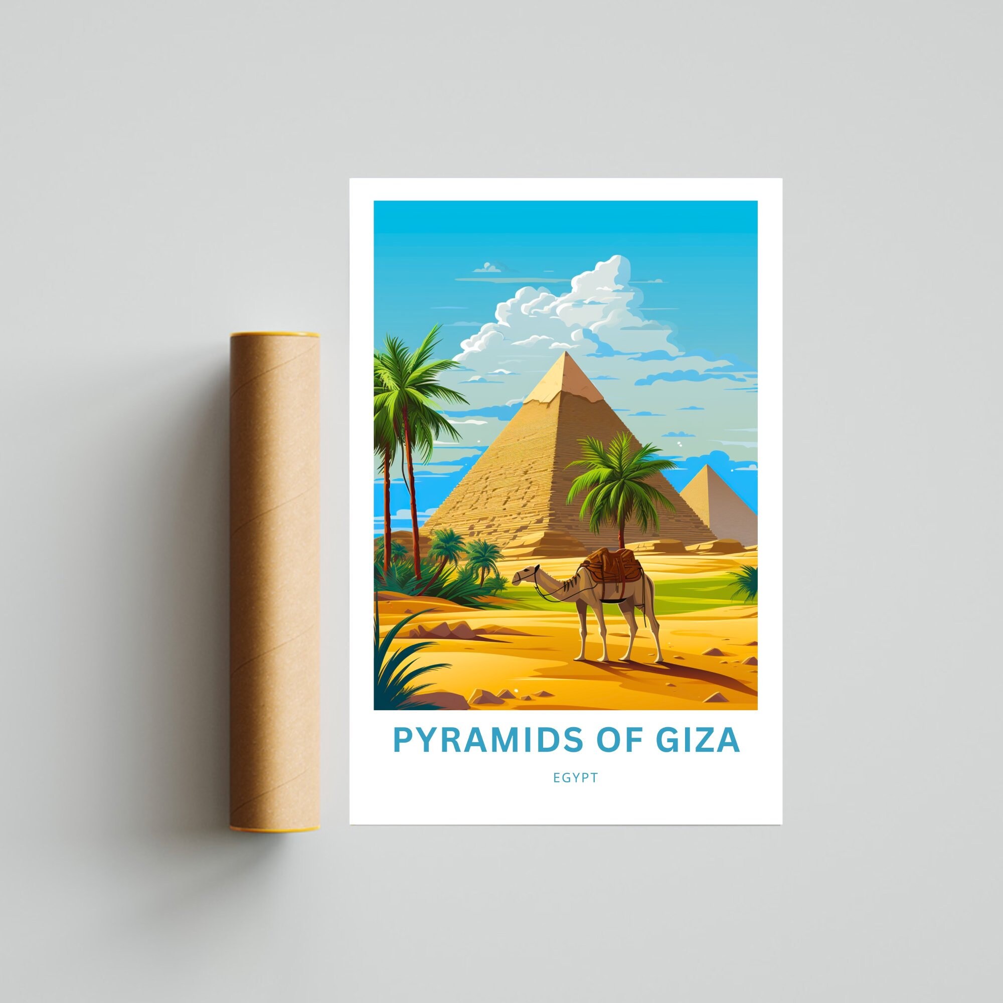 Pyramid of Giza Travel Print Pyramid of Giza Poster Egypt - Etsy