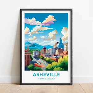Asheville Travel Print - Asheville poster, North Carolina Wall Art, Framed present, Gift North Carolina Present