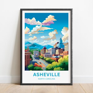 Asheville Travel Print - Asheville poster, North Carolina Wall Art, Framed present, Gift North Carolina Present