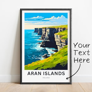 Personalized Aran Islands Travel Print - Aran Islands poster, Ireland Wall Art, Framed present, Gift Ireland Present