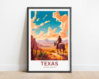 Texas Travel Print - Texas poster, United States Wall Art, Framed present, Gift United States Present