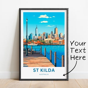 Personalized St Kilda Travel Print - St Kilda poster, Australia Wall Art, Framed present, Gift Australia Present