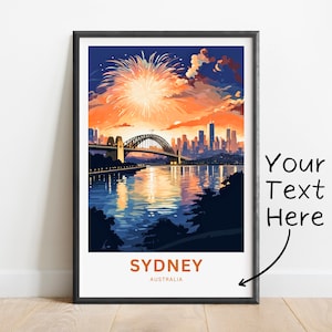 Personalized Sydney Harbour Bridge Travel Print - Sydney Harbour Bridge poster, Australia Wall Art, Framed, Gift Australia Decor Present