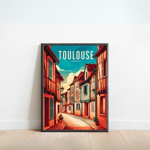 Toulouse Vintage Travel Poster, Toulouse print, France Wall Art, Framed present, Gift France Present