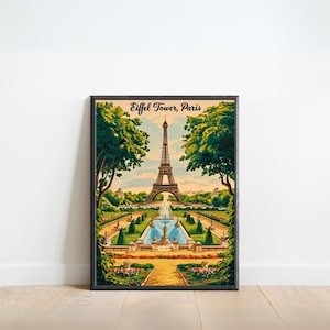 Eiffel Tower Vintage Travel Poster - Eiffel Tower Paris print, Paris Wall Art, Framed present, Gift France Present