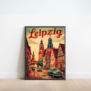 Leipzig Vintage Travel Poster - Leipzig Print, Germany Wall Art, Framed, Gift Germany Present
