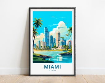 Miami Travel Print - Miami Poster, Florida Wandkunst, Gerahmtes Geschenk, Geschenk Florida Geschenk
