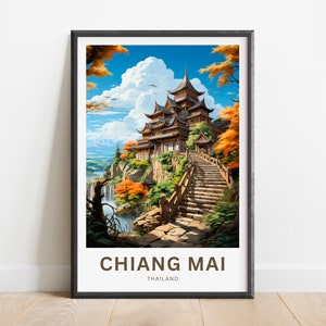 Chiang Mai Travel Print - Chiang Mai poster, Thailand Wall Art, Framed present, Gift Thailand Present