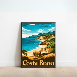 Costa Brava Vintage Travel Poster - Costa Brava Print, Spain Wall Art, Framed, Gift Spain Present