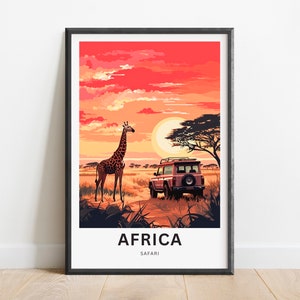 Africa Safari Travel Print, Africa Safari poster, African Wall Art, Framed present, Gift Africa Present, Customize Your Text